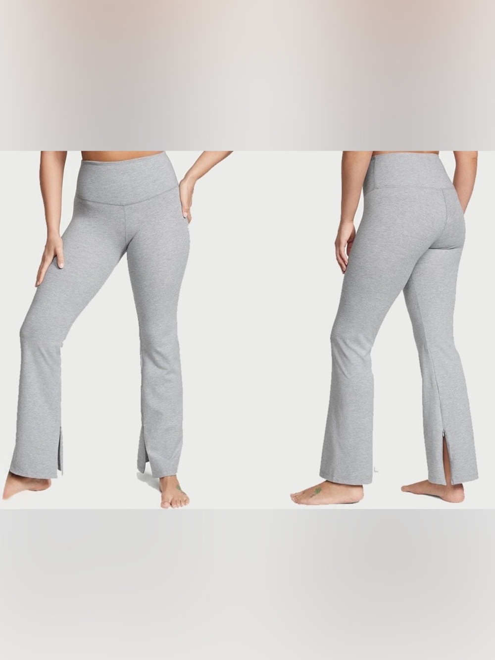 Victoria's Secret On Point Light Gray High-Waist Zipper Flare Yoga Pants